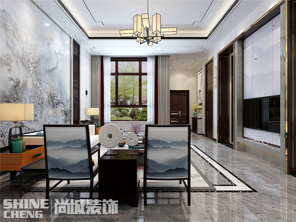 泰安西湖容郡小区320㎡新中式风格装修设计实景案例