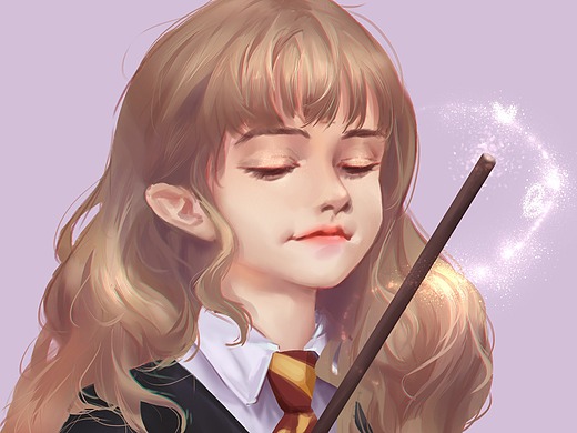 哈利波特 赫敏厚涂插画习作