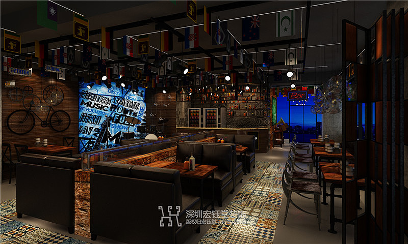 郑州酒吧餐厅装修设计公司-酒吧餐厅DON CHICKEN装修效果图