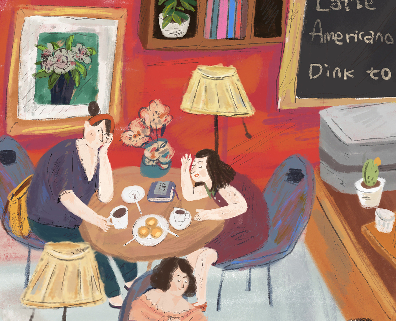 书店里的咖啡区（图ZMjA3MzA0NzY4） - 商业插画 - 站酷设计师六一kaki原创素材 - 站酷ZCOOL