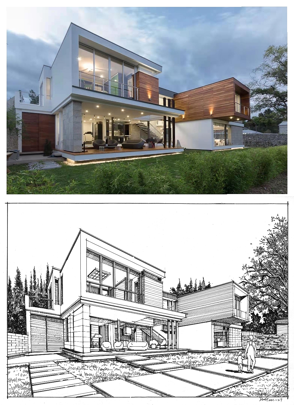 建筑手绘精细稿对照图（图ZMjU4MDg3OTYw） - 建筑设计 - 站酷设计师建筑小天才一东东原创素材 - 站酷ZCOOL