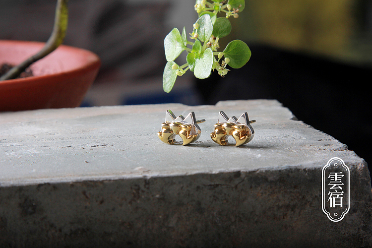 【云宿瓦猫主题】木莲花镀金耳钉