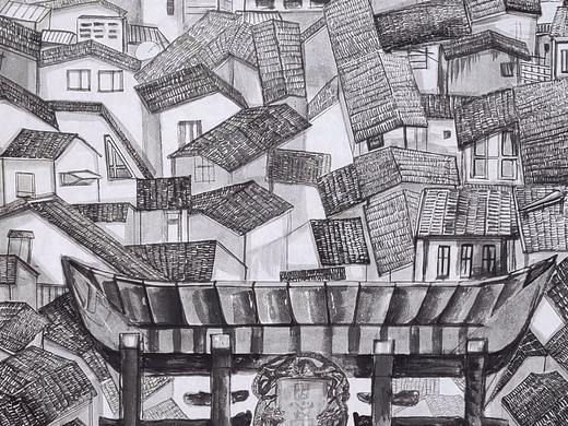 漳州古城老街印象国画写生