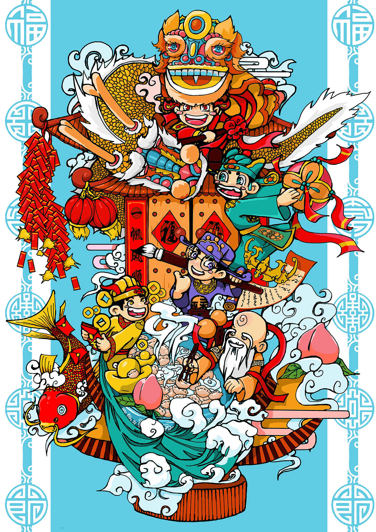 节日年画之春节|插画|创作习作|qzicp - 原创作品 - 站酷 (zcool)