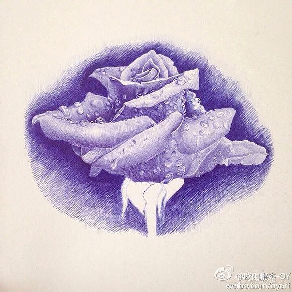OY圆珠笔画:蓝色妖姬2