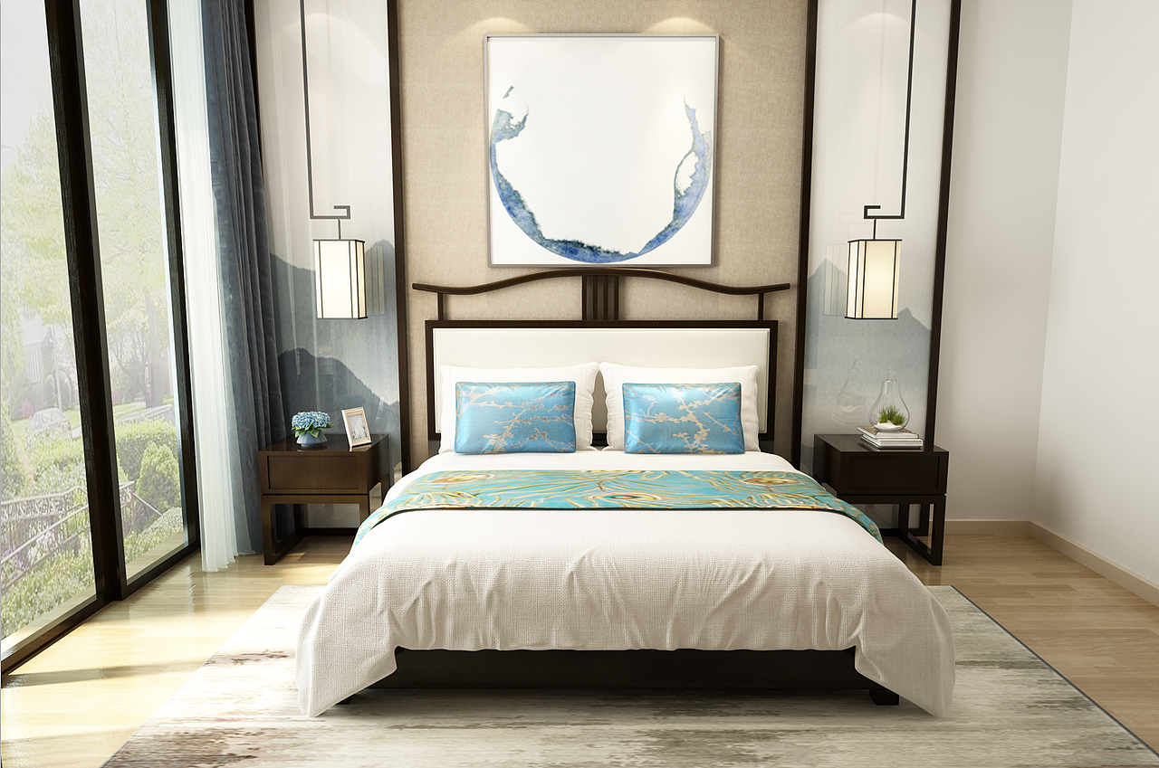 新中式床（图ZODk2ODk1MzY=） - 生活用品 - 站酷设计师纪敏原创素材 - 站酷ZCOOL