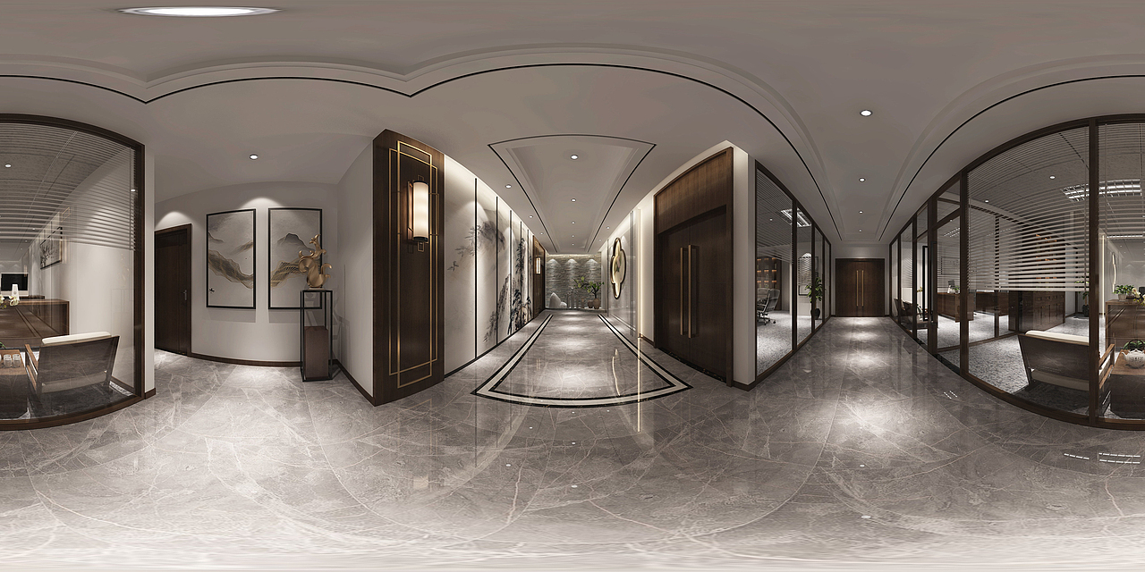 新中式办公室全景案例