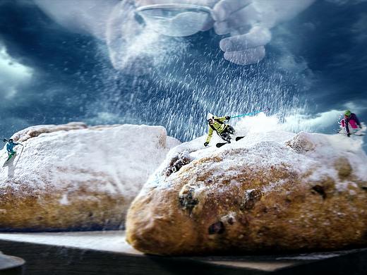 创意面包合成海报