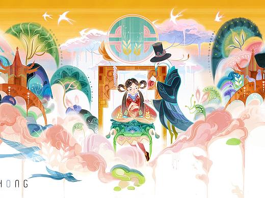 天猫国潮x豆本豆 限定豆奶包装插画