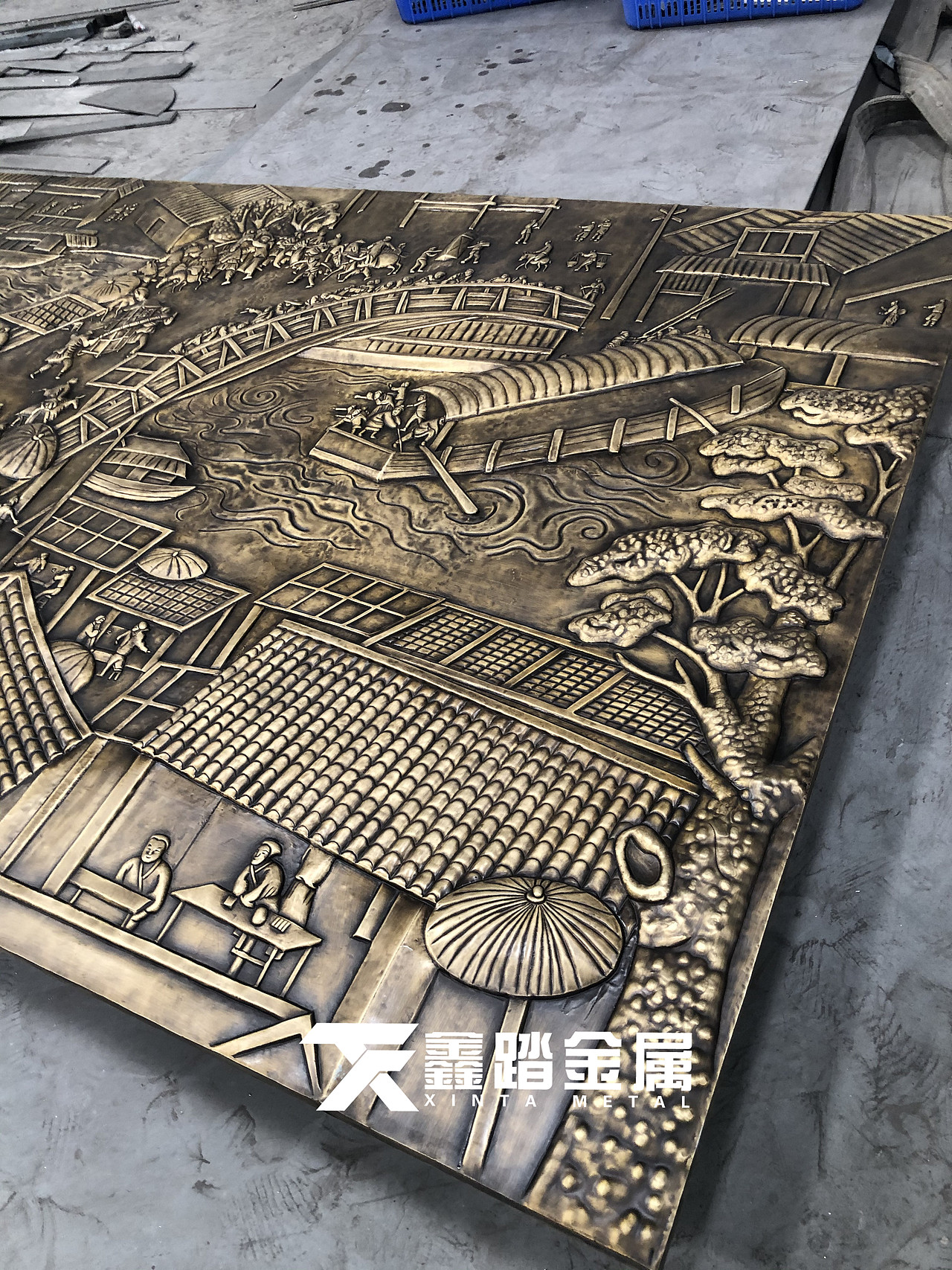 大型景墙铜锻打浮雕壁画 中华传统手工艺制作 