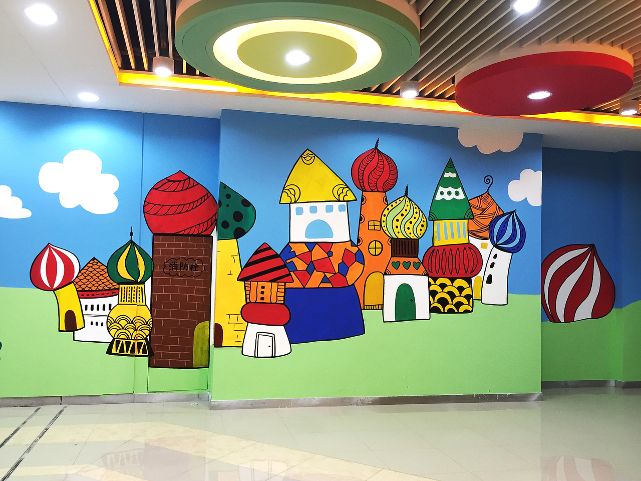 豹小玉手绘〕青岛-即墨-宝龙广场儿童游乐区手绘背景墙-商场装饰