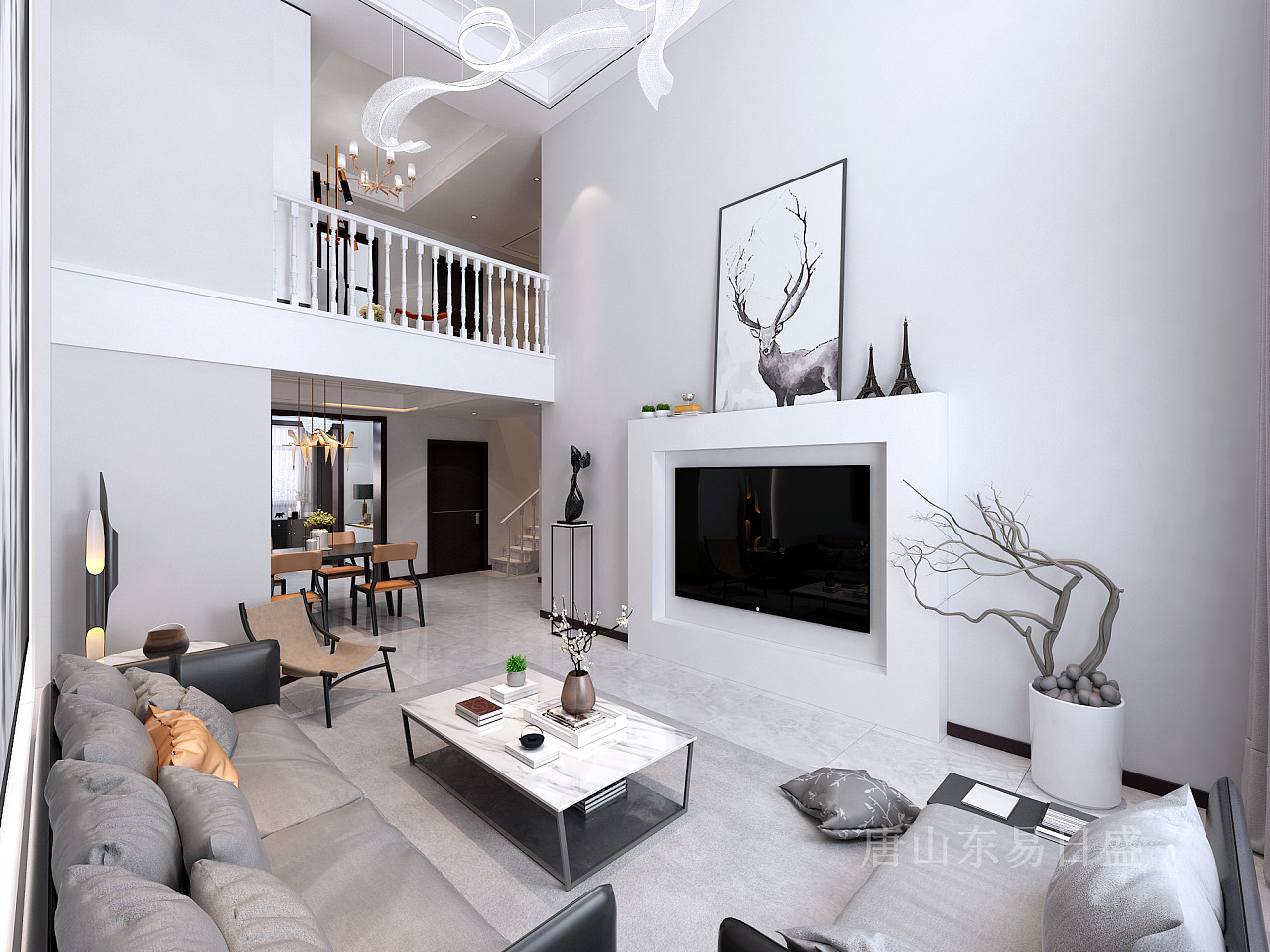 133平凤城天鹅湖现代简约风格跃层装修效果图