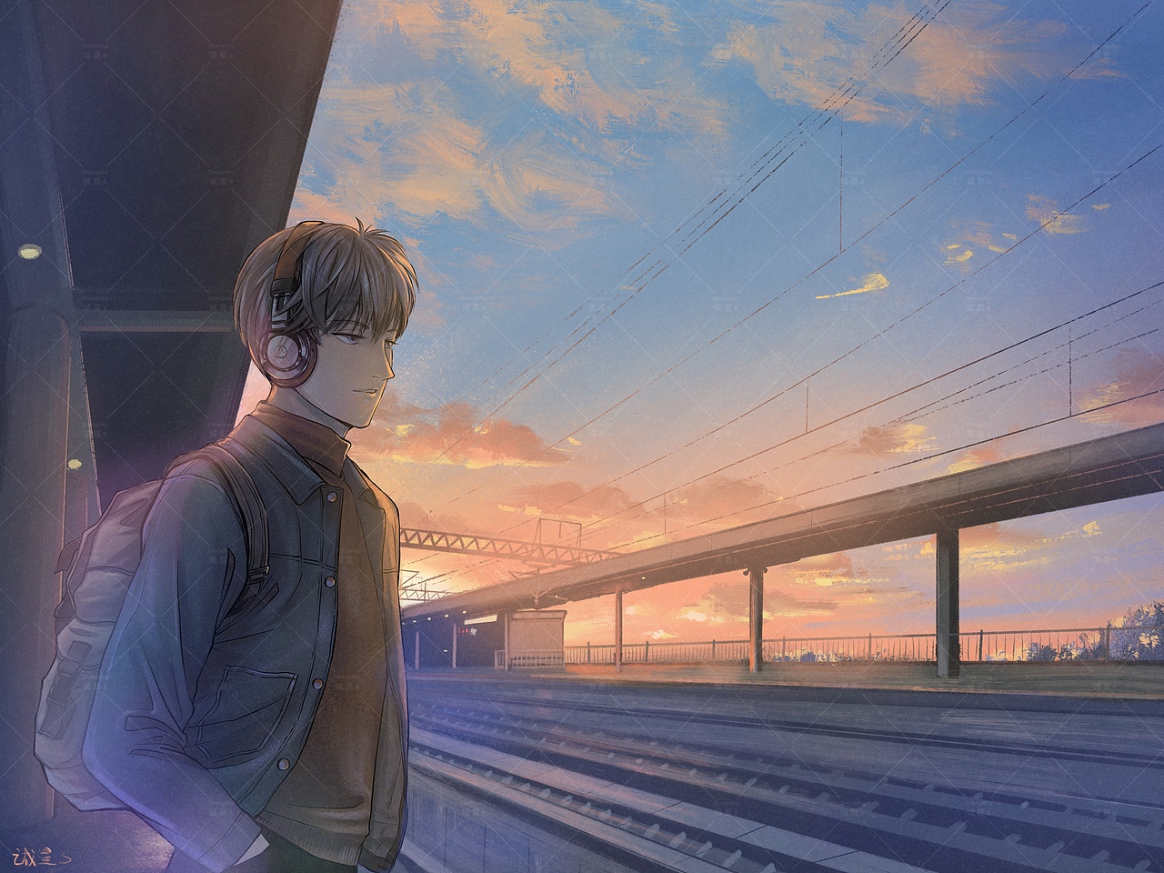 插画 旅行 漫画 少年