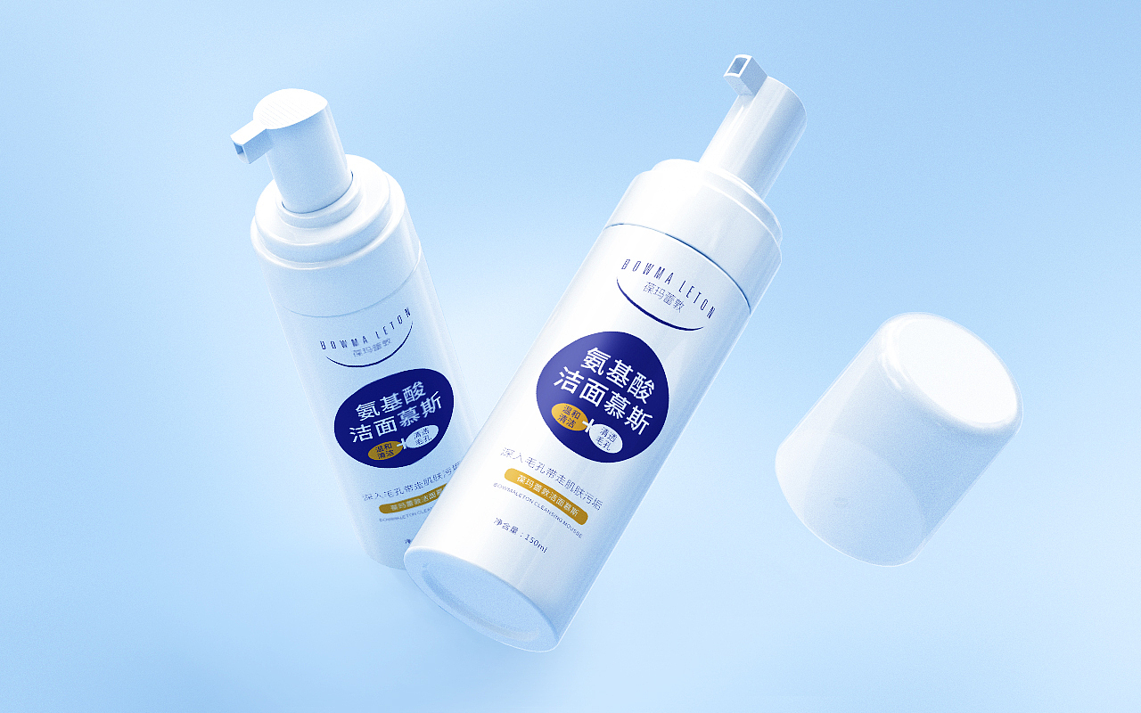 洁面慕斯（白色塑料材质）C4D建模+OC渲染+PS精修（图ZMjI0OTM0ODg4） - 产品 - 站酷设计师范灵钧原创素材 - 站酷ZCOOL