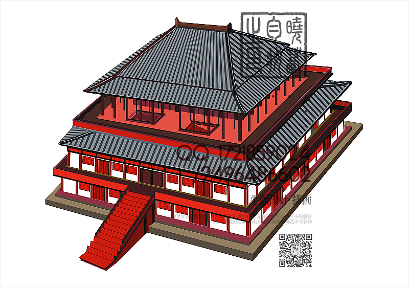 建筑结构图-7东周春秋战国建筑 色彩富丽 灰色筒瓦屋面 摆脱"茅茨土阶