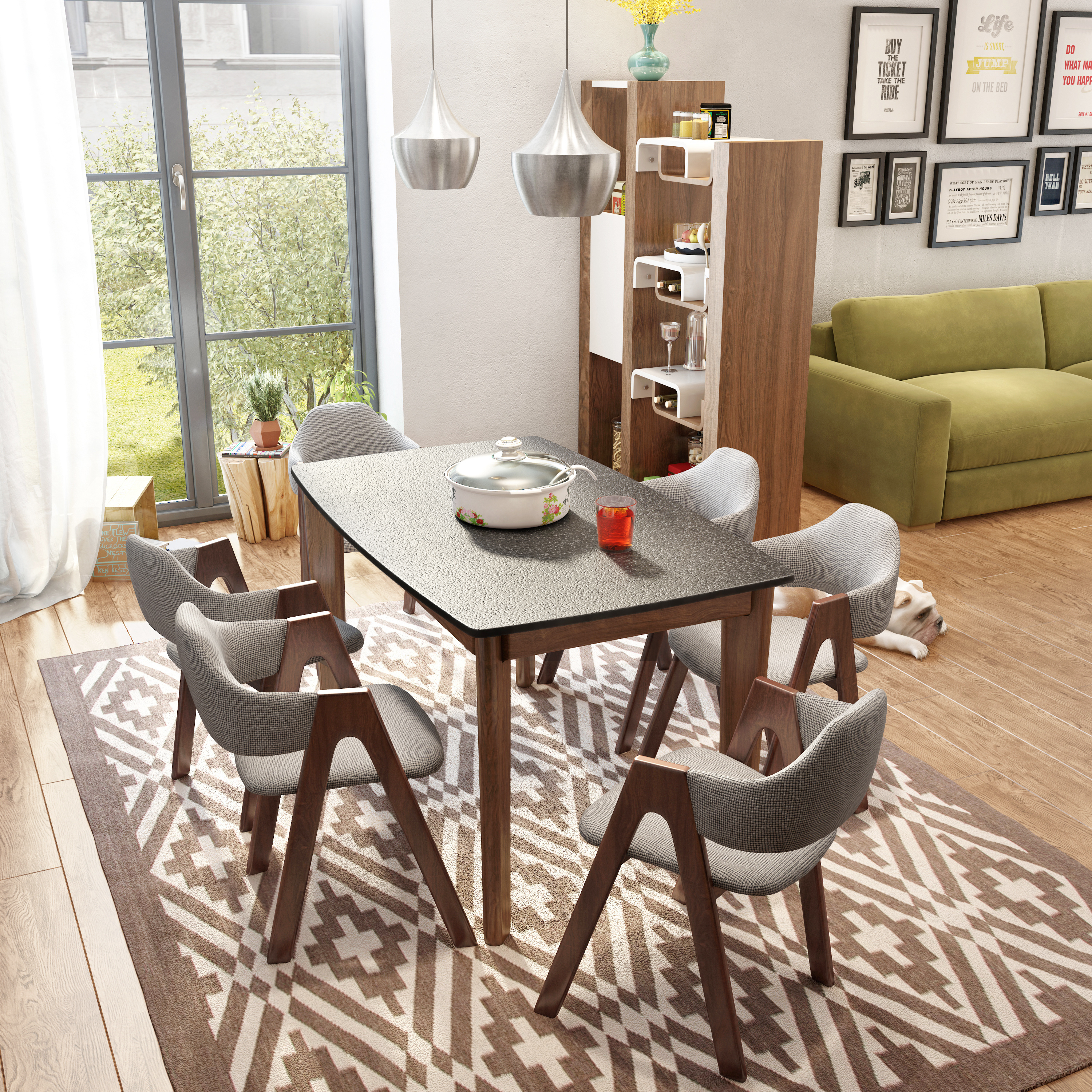 今天六一,再来一波北欧风格实木餐桌椅设计图,3d