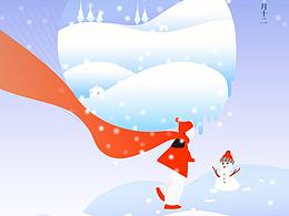 节气插画海报  年末最后五个节气  原创