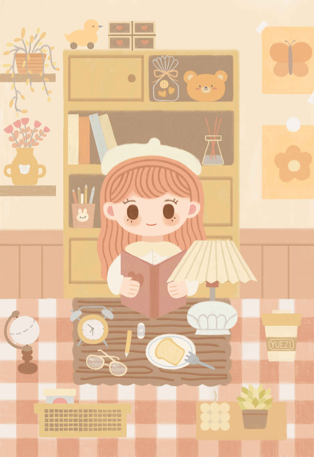 PS板绘-好好看书天天向上（图ZMjc5NDU2MDIw） - 商业插画 - 站酷设计师落禾悦子原创素材 - 站酷ZCOOL