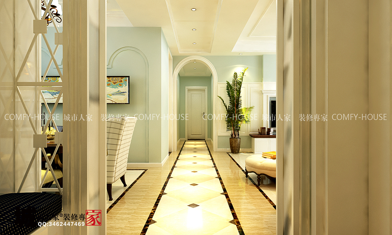 章丘140平四室两厅美式风格效果图