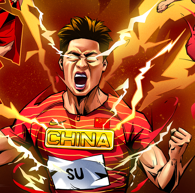 《苏神》为苏炳添画的一张插画