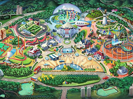 重庆恒大文旅城插画地图