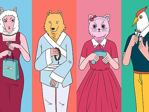 居住問題姿勢圖鑒（好奇心日報 X 貝殼租房）（個人主頁-ZMzQzNTM0MDQ=） - 商業(yè)插畫 - 站酷設(shè)計師三井小默原創(chuàng)素材 - 站酷ZCOOL