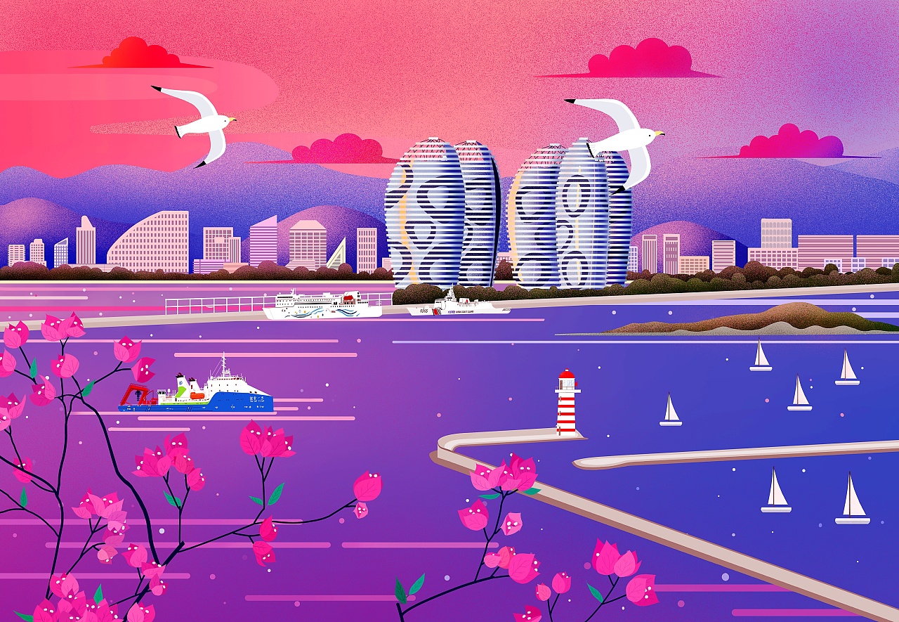 三亚|插画|商业插画|z200429550 - 原创作品 - 站酷 (zcool)