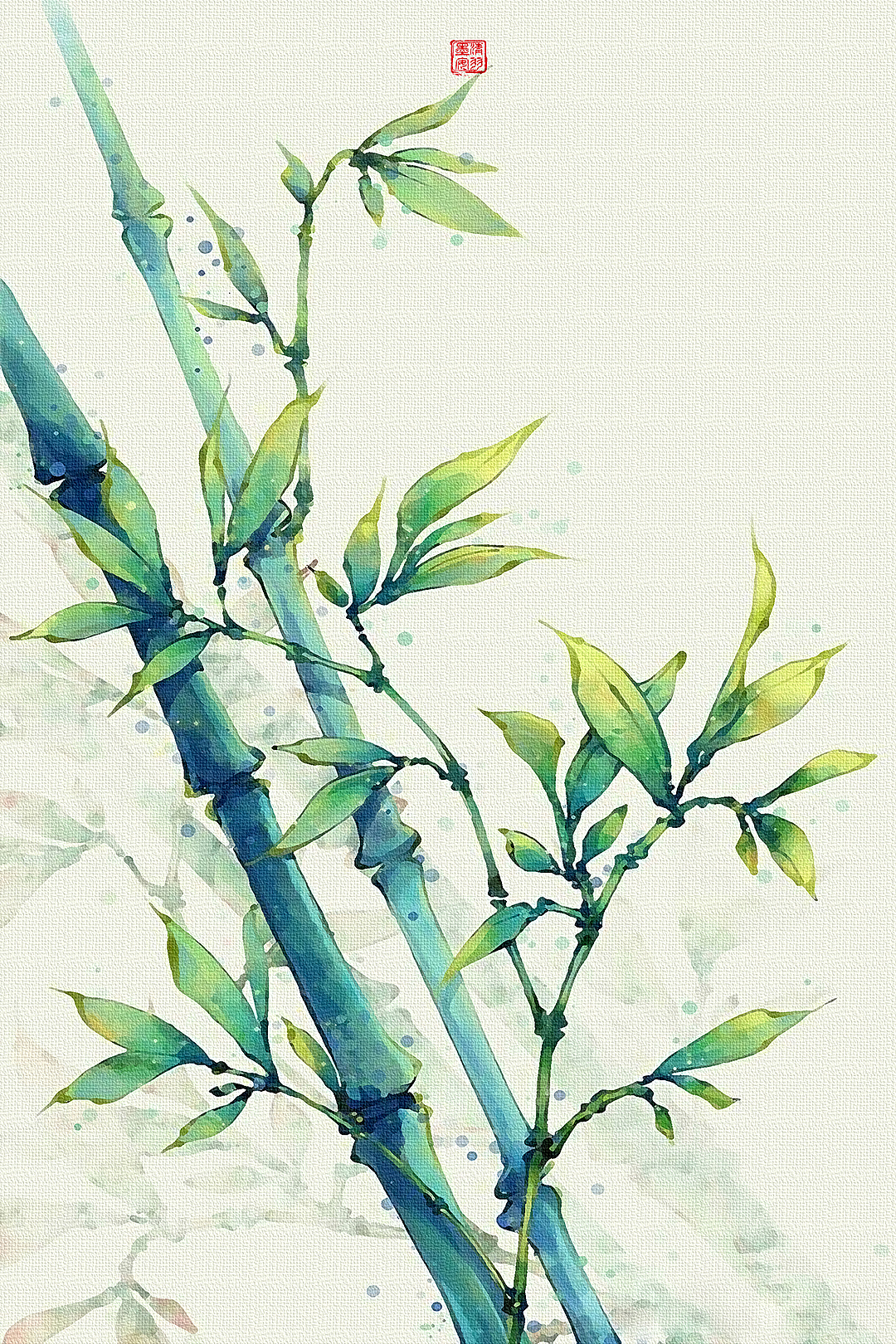 唯美中国风春之味插画装饰古风牡丹竹兰花