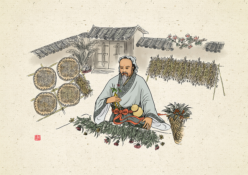 几种版本的《采药图》|插画|商业插画|平静创意_原创作品-站酷(zcool)