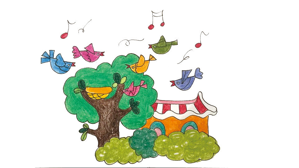 儿童诗歌歌儿满山坡封面及内页手绘插画