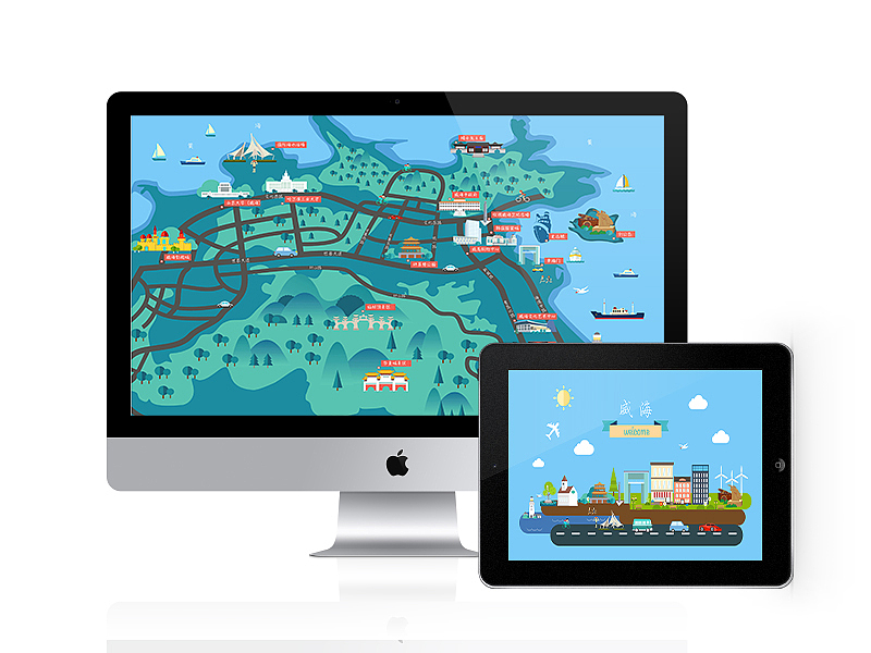 威海旅游手绘图/网站