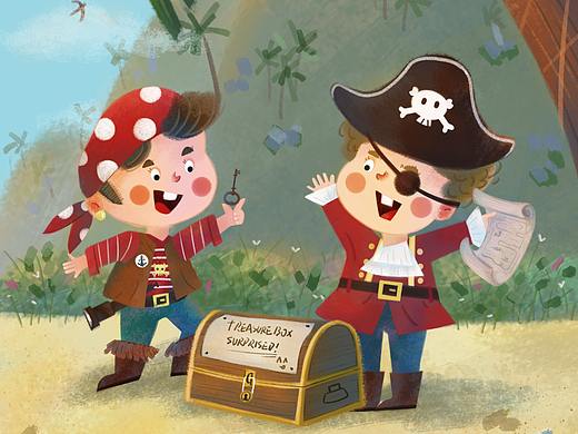 小琴的插画——海盗寻宝