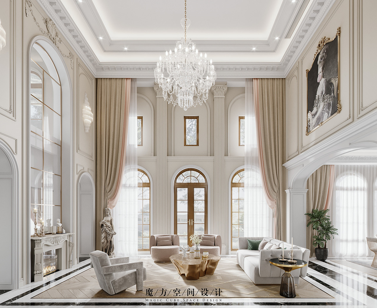 【魔方】法式轻奢•上海别墅项目（图ZMjYwNDgxNzky） - 家装设计 - 站酷设计师魔方空间设计原创素材 - 站酷ZCOOL