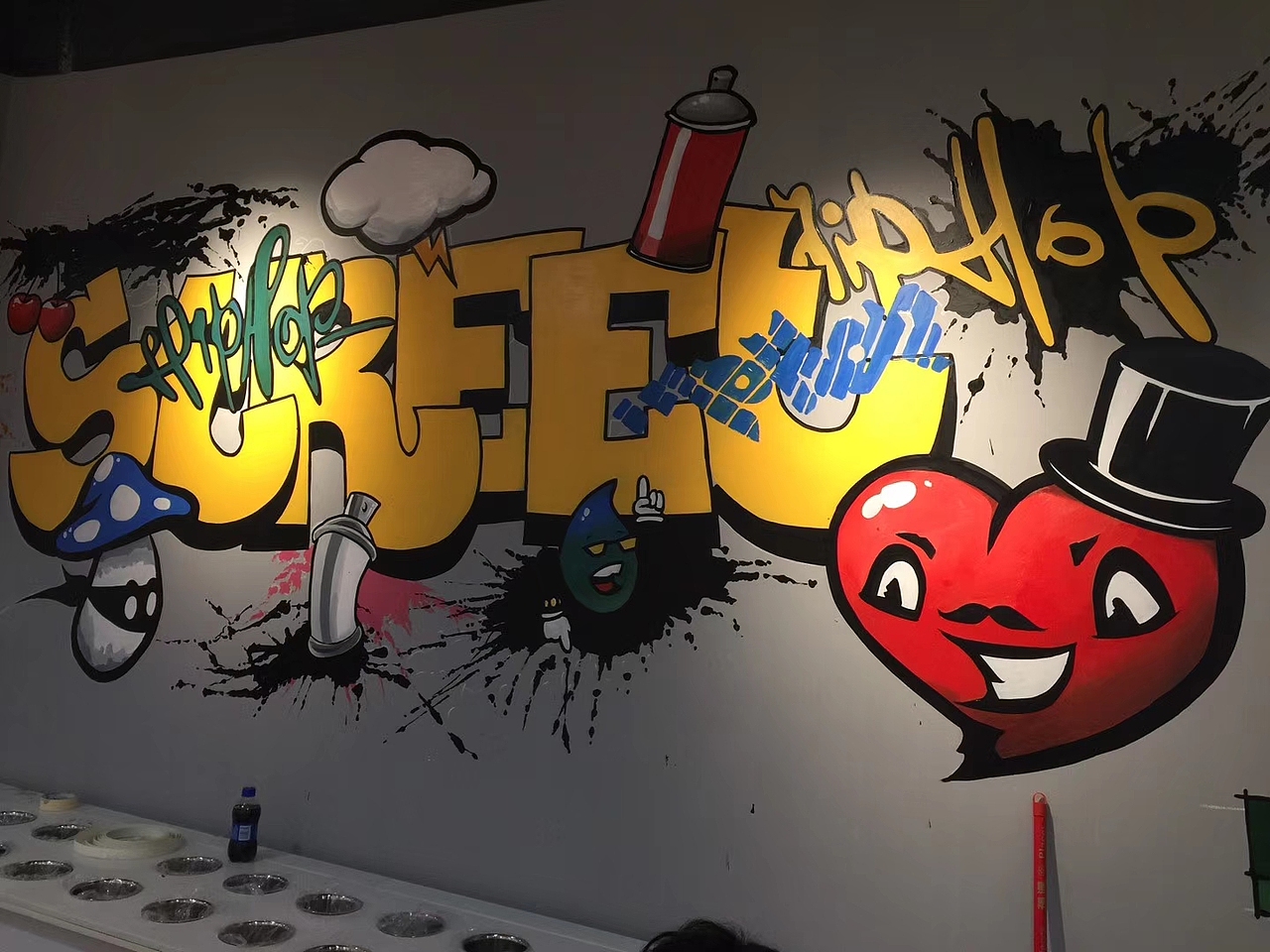 火锅店涂鸦墙体彩绘装饰.华铭智墙绘