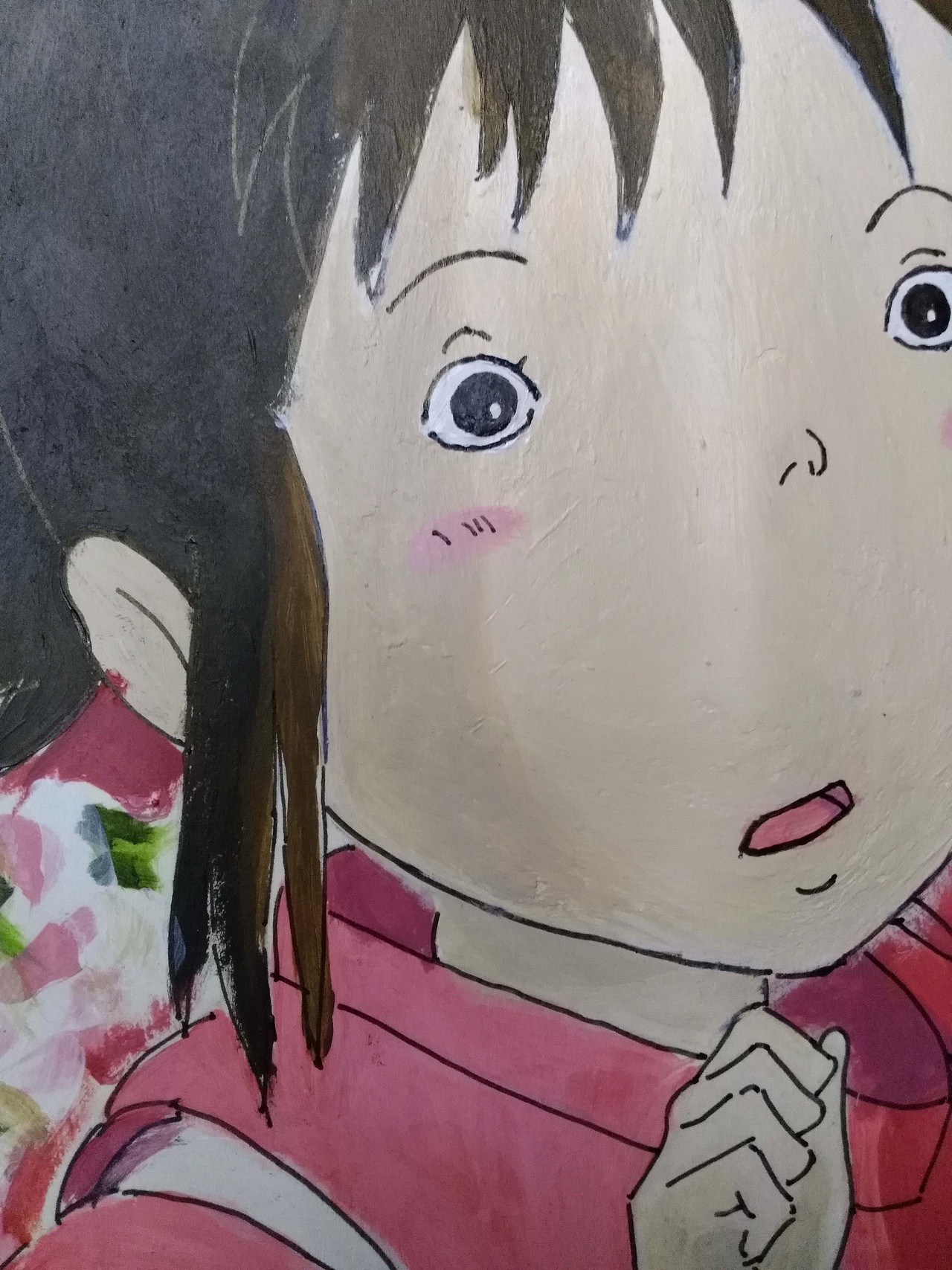 《千与千寻》之花丛中奔跑的千寻 丙烯画（图ZMTE3ODY3MzQ4） - 绘画 - 站酷设计师串线景天原创素材 - 站酷ZCOOL