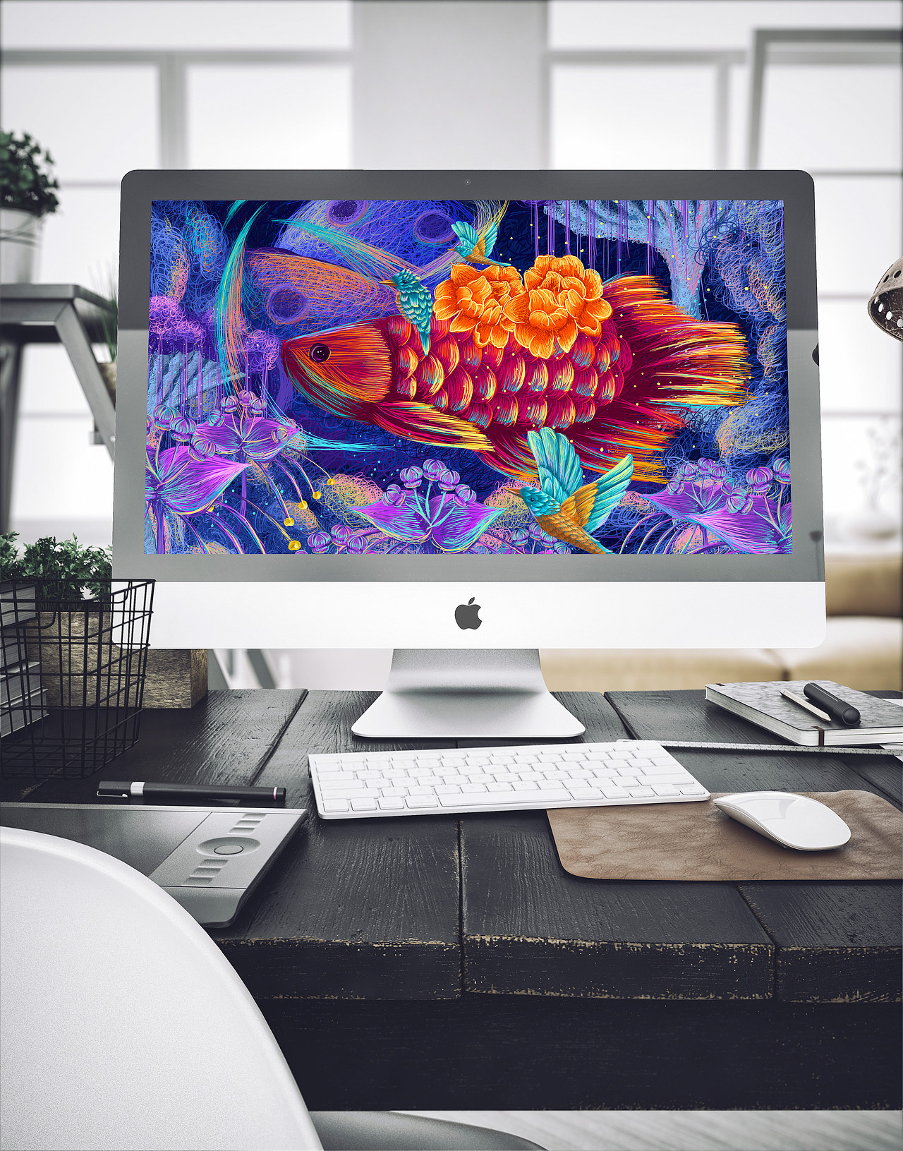 线圈插画梦幻龙鱼小鸟----小清新插画（图ZMjc2NTkxNjI4） - 商业插画 - 站酷设计师木有鱼丸000原创素材 - 站酷ZCOOL