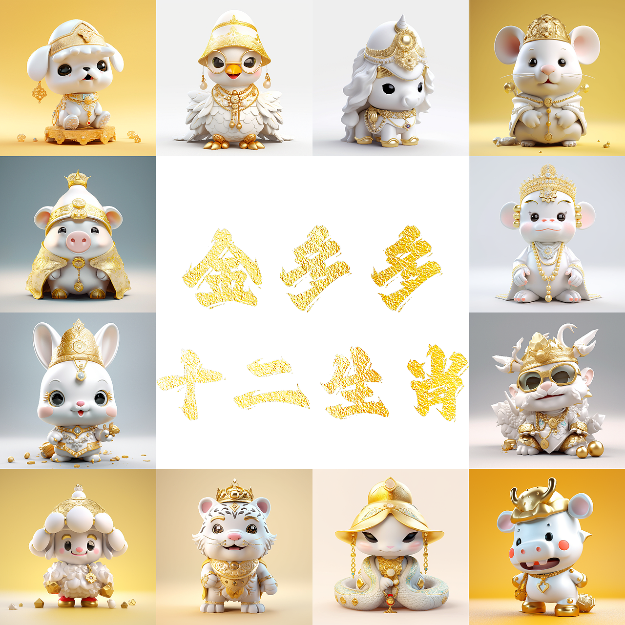金多多版十二生肖（图ZMzM1MzEyODky） - 人物/生物 - 站酷设计师AI语画Lroric原创素材 - 站酷ZCOOL