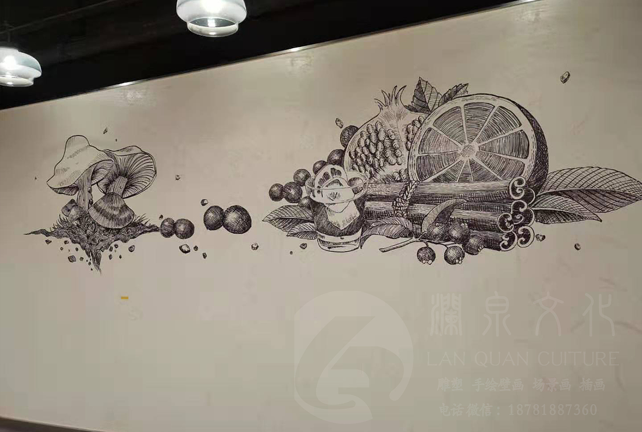 线条壁画3D涂鸦 3D彩绘 3D壁画 3D墙绘 写实人物插画