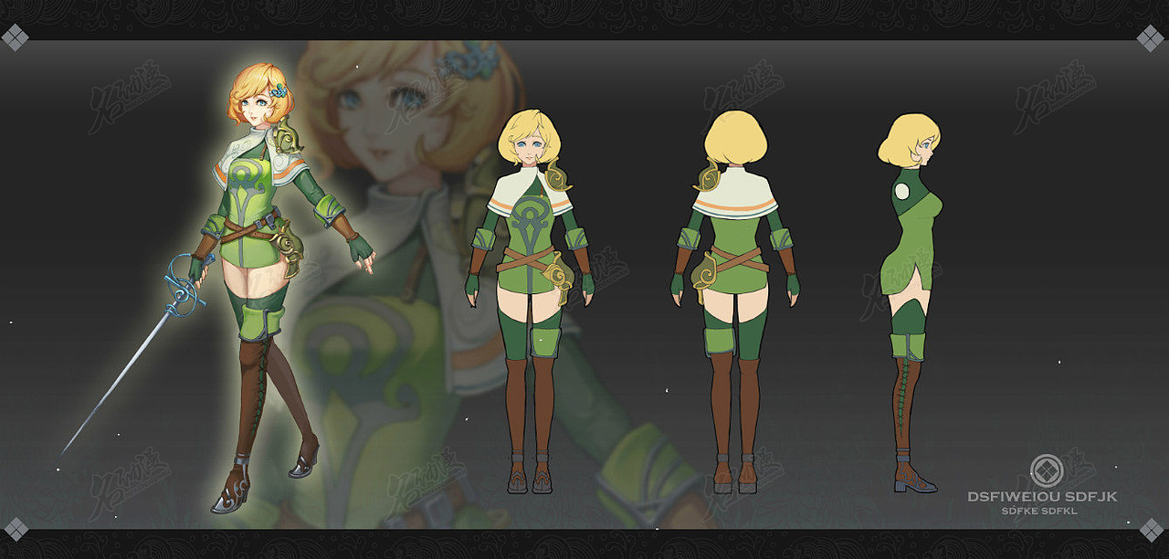 金色短发精灵女剑士