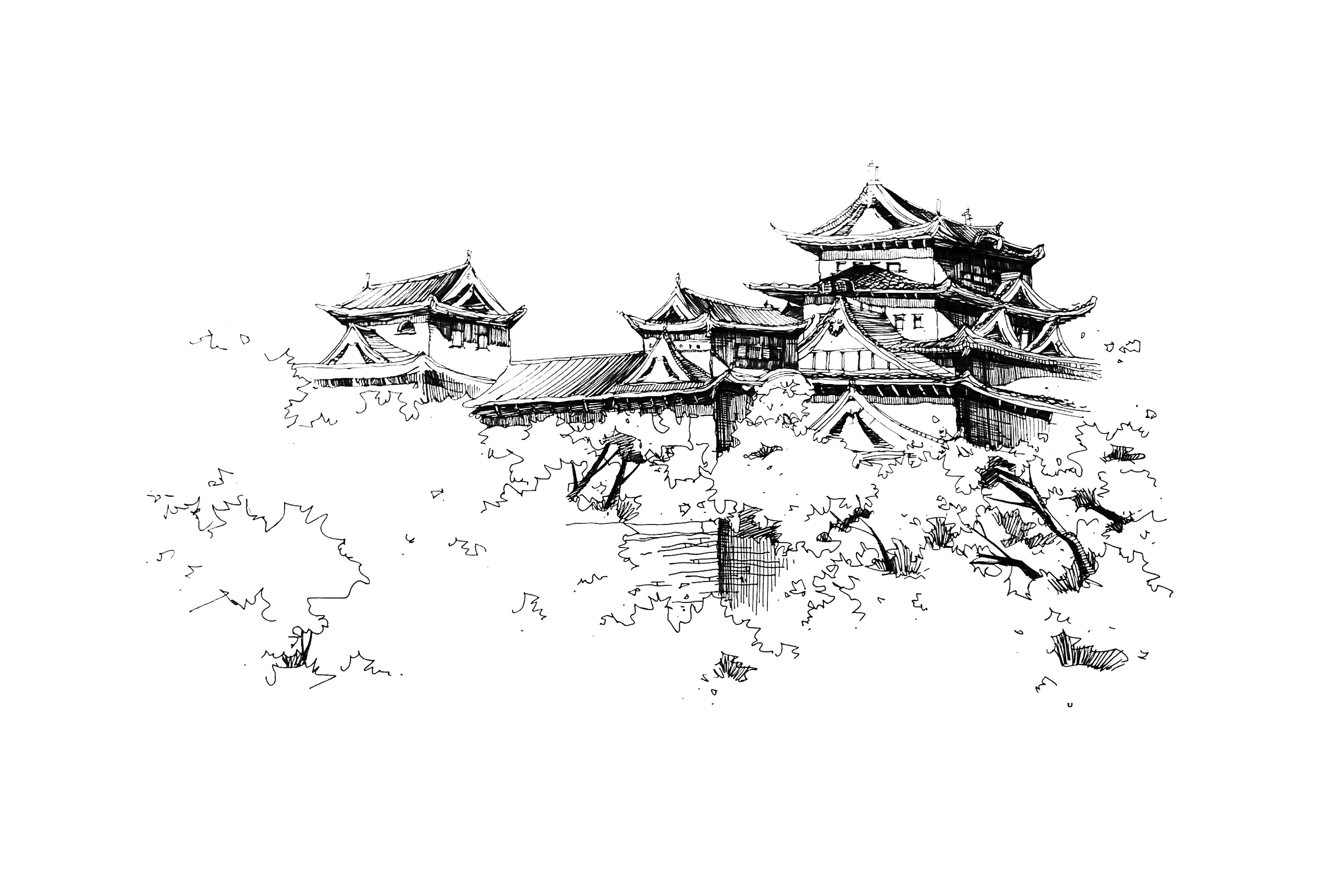 手绘建筑(签字笔)