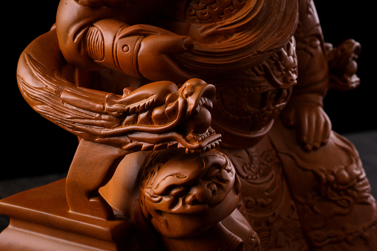 关圣帝君 梵泽福木雕拍摄 实木佛像白底摄影 淘拍