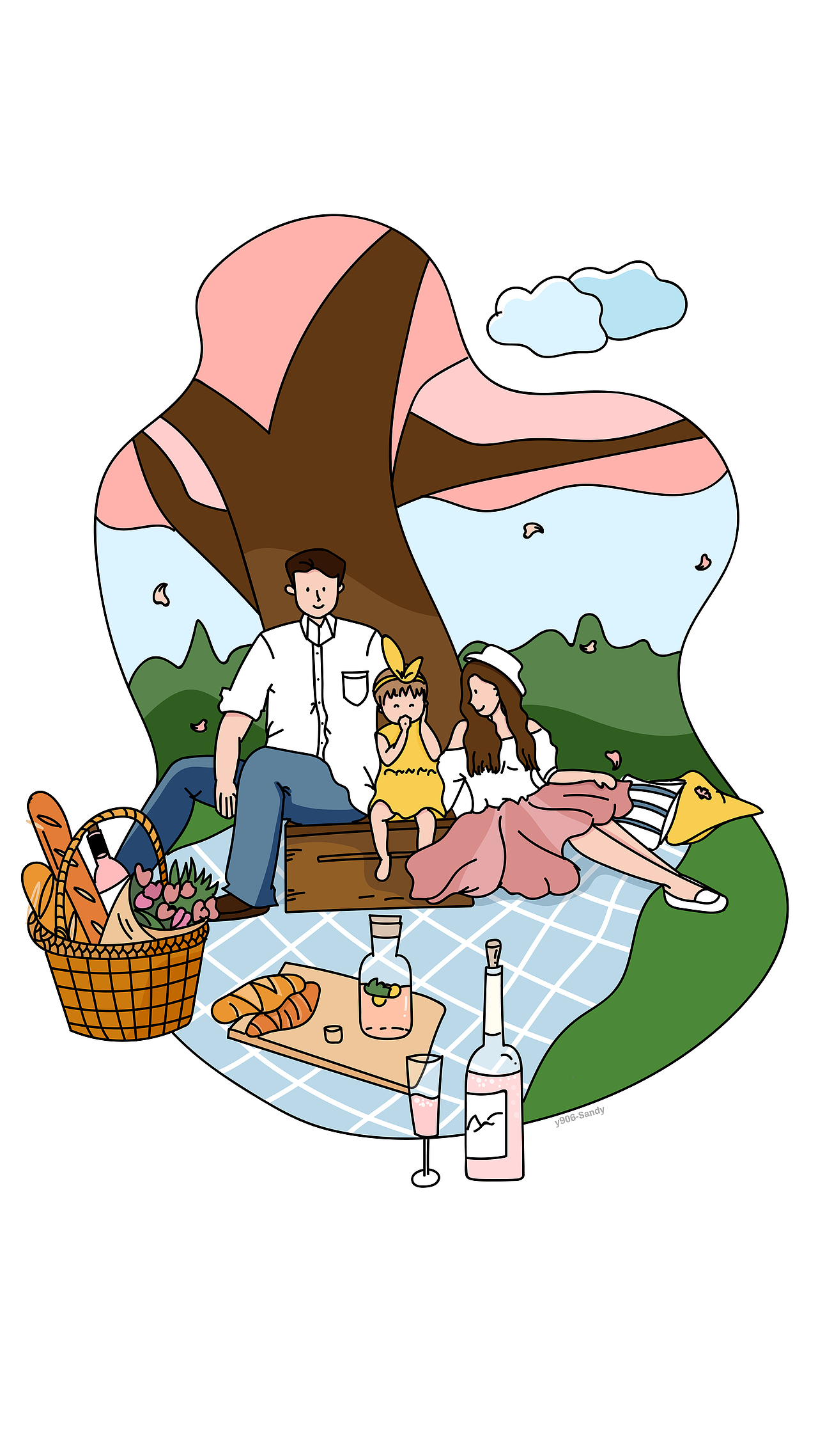 #y园糖插画打卡21天#DAY3 主题：野餐（图ZMTU0ODA1MjUy） - 创作习作 - 站酷设计师九里星辰大海原创素材 - 站酷ZCOOL