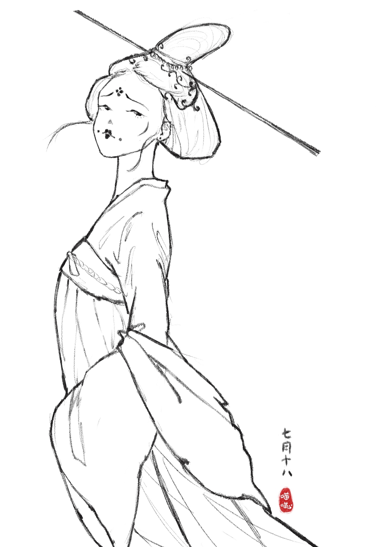 「合集」唐风小美人儿线稿速写（图ZMjg1Mzk1MzI0） - 创作习作 - 站酷设计师雪姑喵喵原创素材 - 站酷ZCOOL