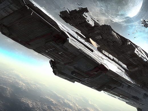 #AI创作实验室#巨大的宇宙飞船停靠在地球边缘（个人主页-ZNjIyOTUyNzY=） - AI作品 - 站酷设计师安之森UnAmico原创素材 - 站酷ZCOOL