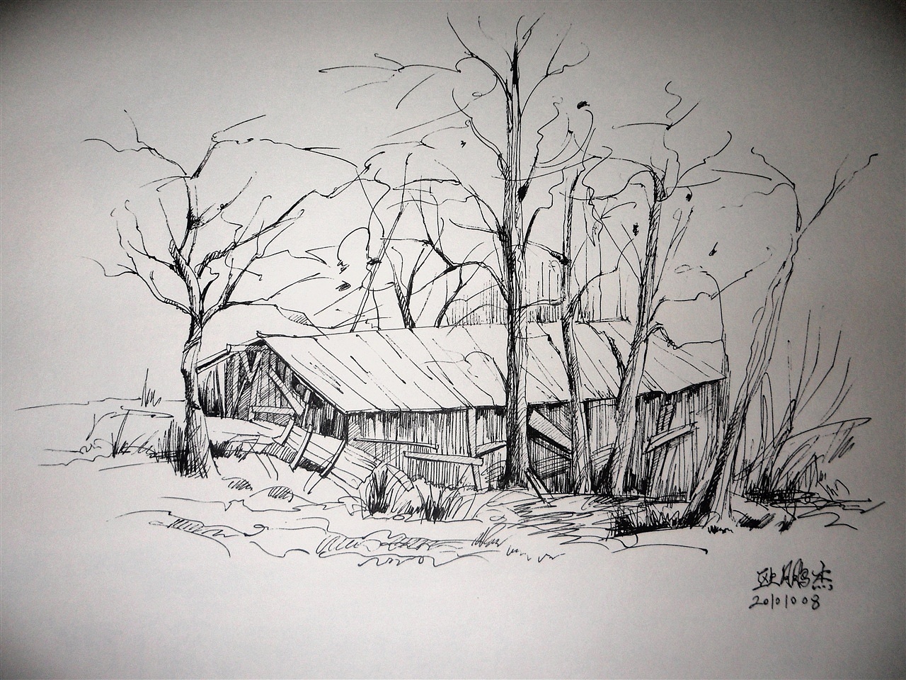 oy钢笔画 太行山写生系列