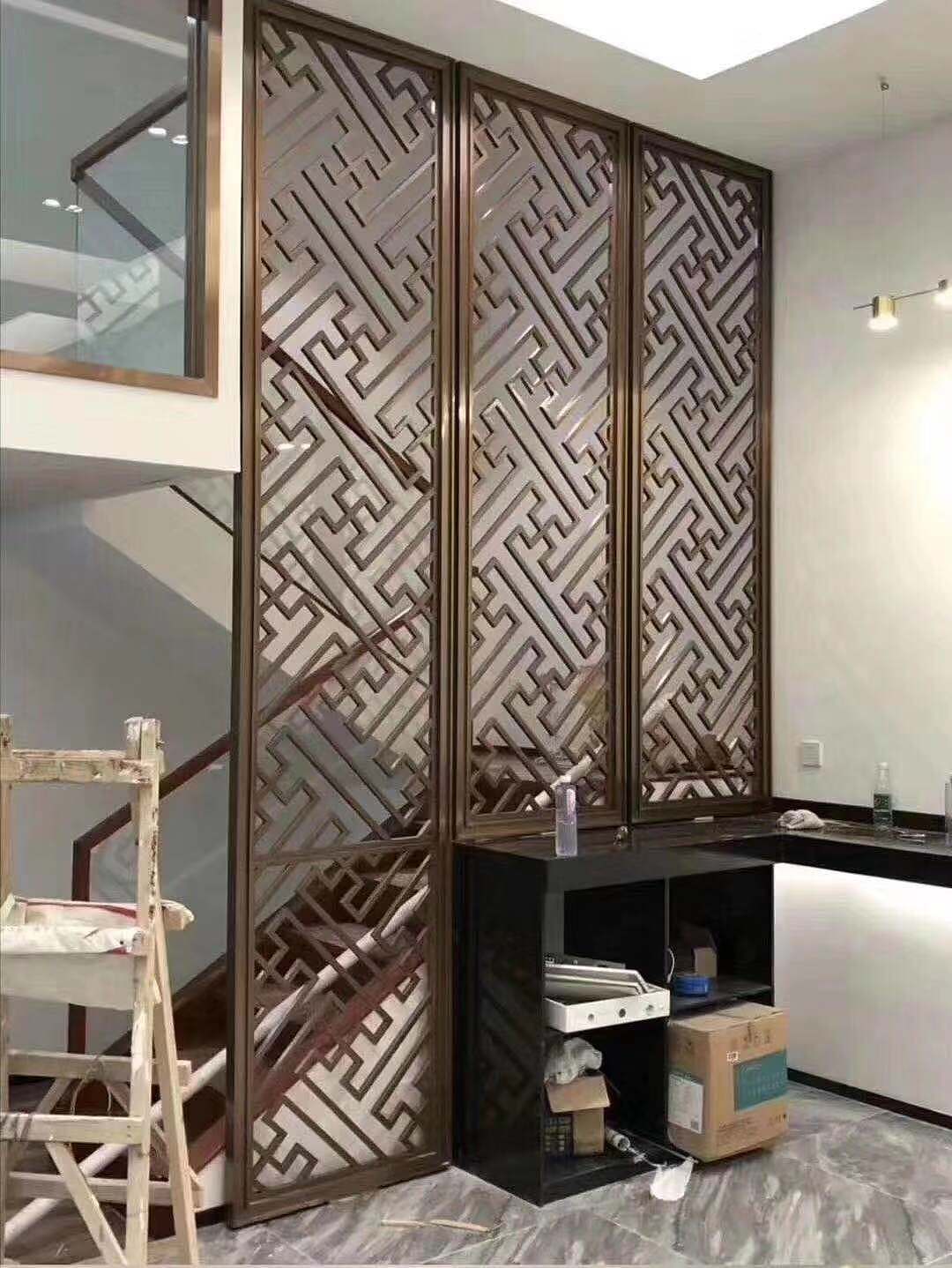 佛山工厂直供304不锈钢钛金屏风隔断装饰|空间|建筑设计|z26539380