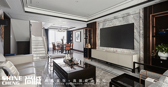 泰安三合御都280平别墅新中式风格装修案例赏析