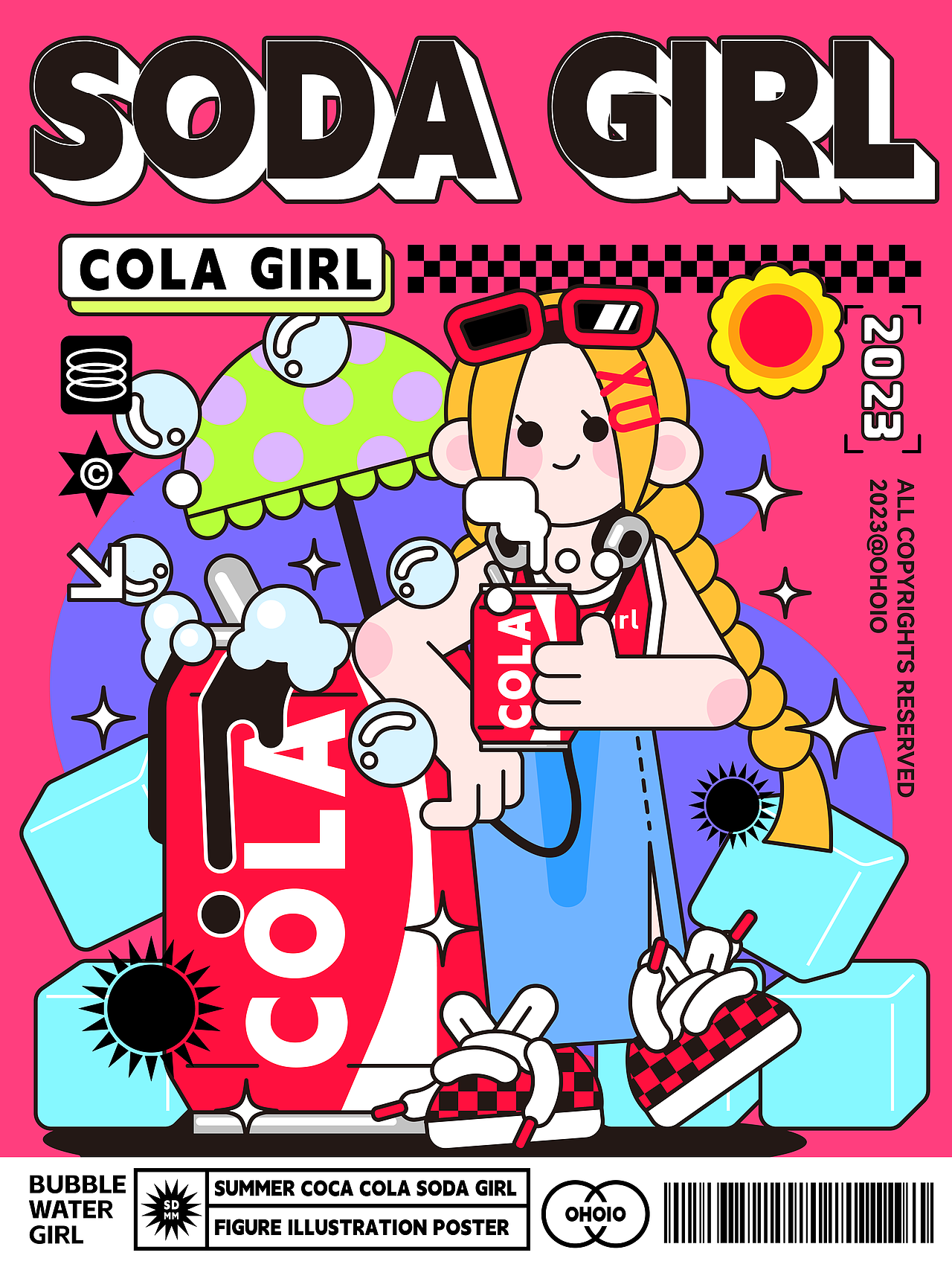 扁平人物插画海报-气泡少女SODA GIRL🫧