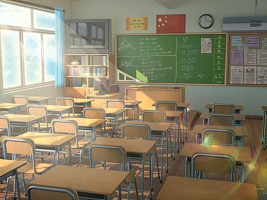 日系场景插画-教室