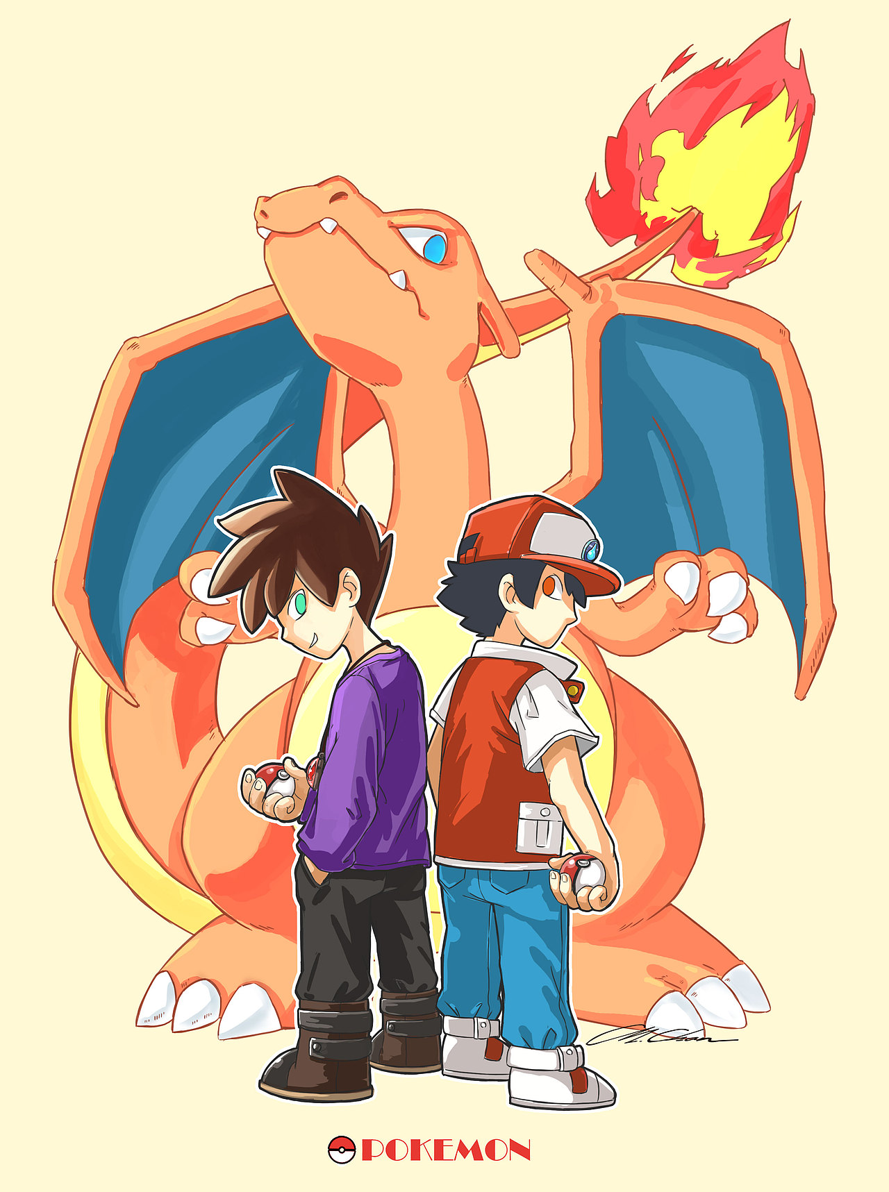 举报收藏分享原创作品插画创作习作pokemon小赤小绿喷火龙宠物小精灵